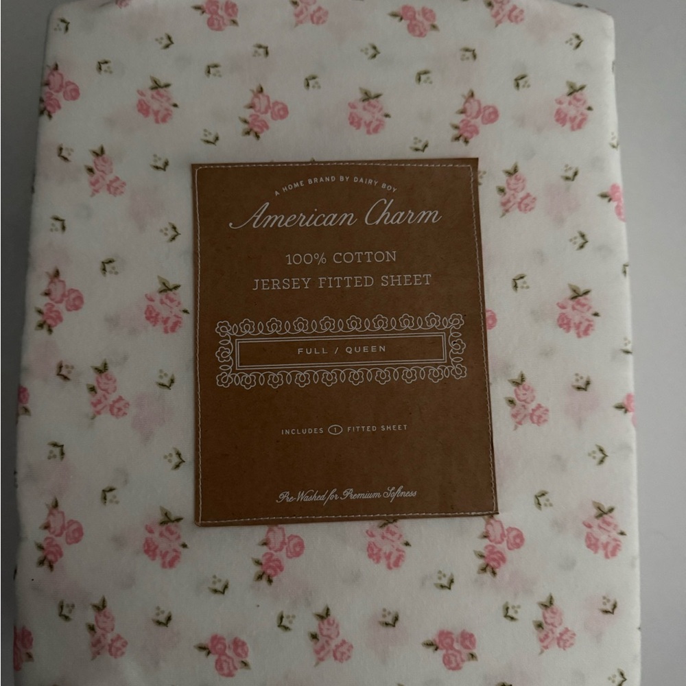 Dairy boy Pink Floral Jersey Fitted Sheet